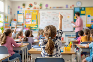 Kid Raising Hand Adobe Stock 1342862812